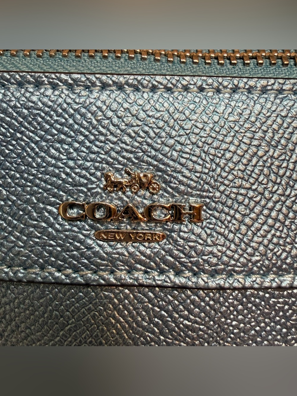 Coach Metallic Blue Mini Bennett Satchel Crossbody Bag Leather - Picture 10 of 15